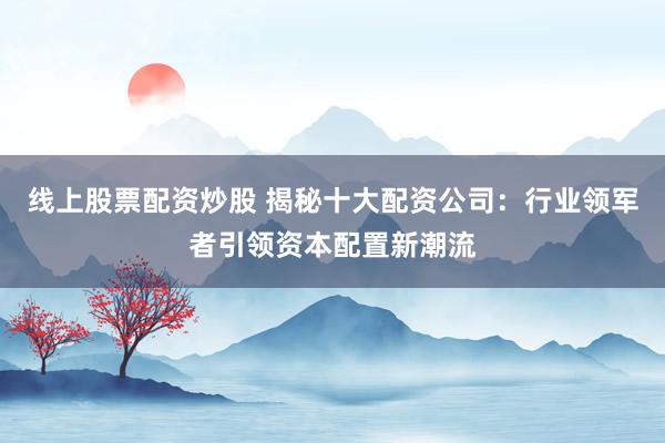线上股票配资炒股 揭秘十大配资公司：行业领军者引领资本配置新潮流