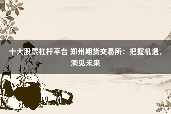 十大股票杠杆平台 郑州期货交易所：把握机遇，洞见未来