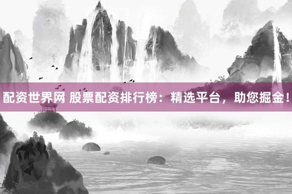 配资世界网 股票配资排行榜：精选平台，助您掘金！