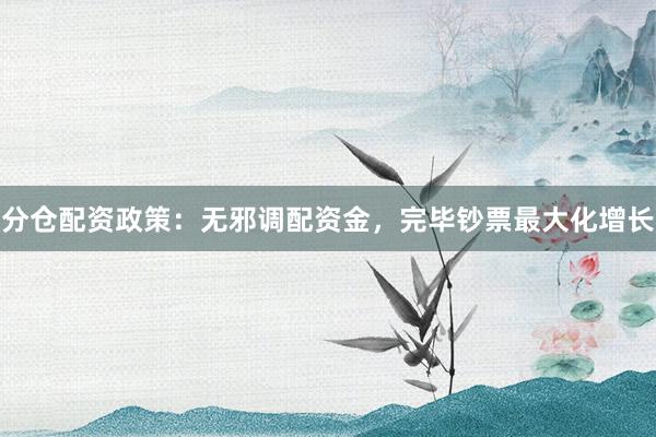 分仓配资政策：无邪调配资金，完毕钞票最大化增长