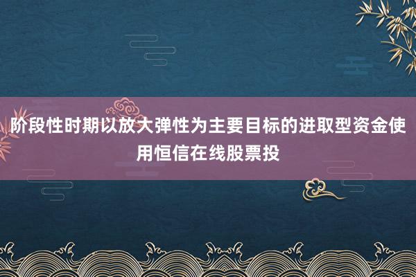 阶段性时期以放大弹性为主要目标的进取型资金使用恒信在线股票投